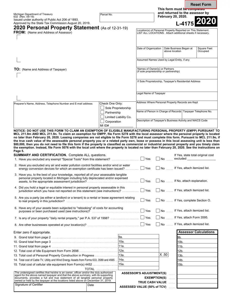 Form L4175 (632) Download Fillable PDF or Fill Online Personal