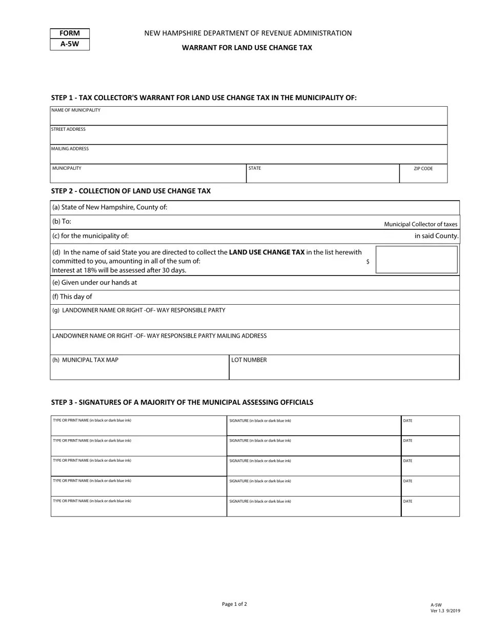 Form A5W Fill Out, Sign Online and Download Fillable PDF, New
