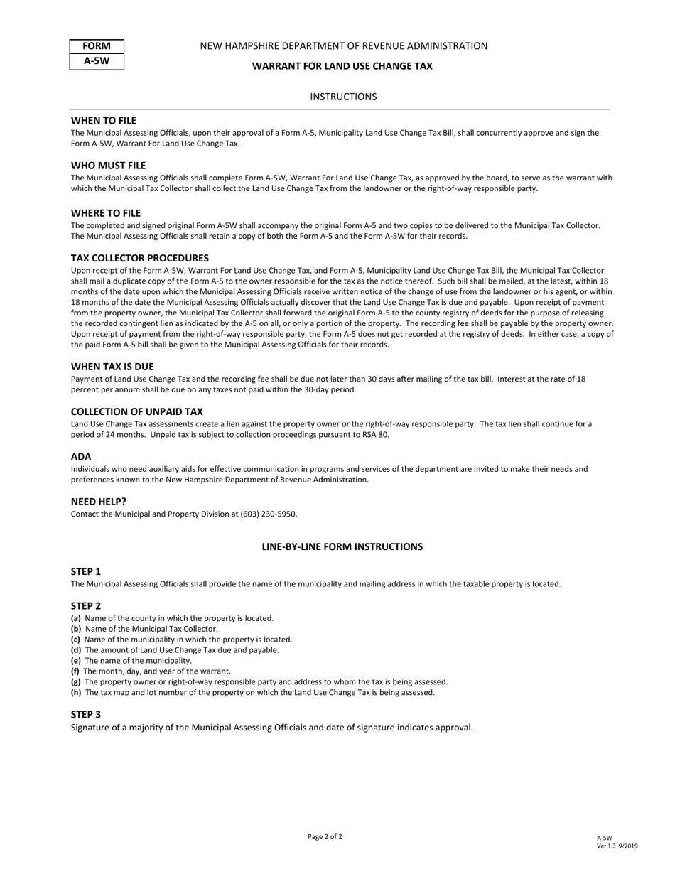 Form A5W Fill Out, Sign Online and Download Fillable PDF, New