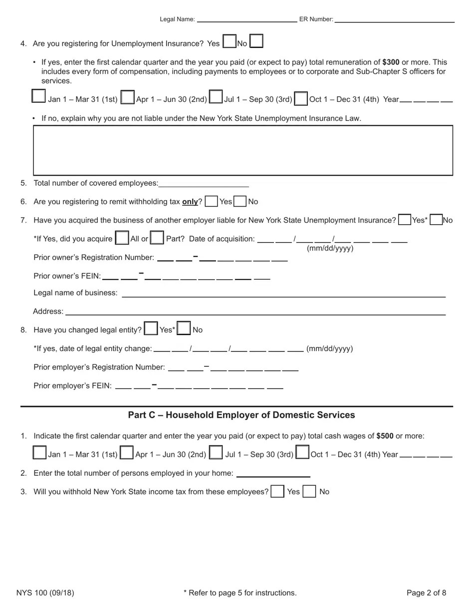 Form NYS100 Fill Out, Sign Online and Download Fillable PDF, New York