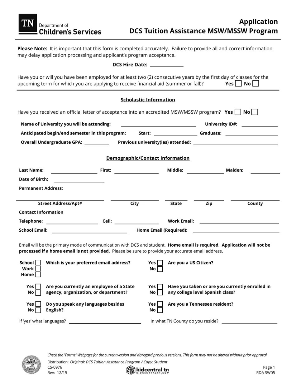 Form CS0976 Download Fillable PDF or Fill Online Application Dcs