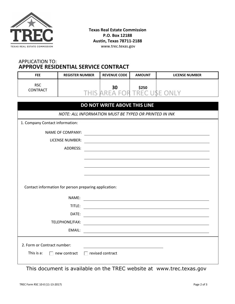 TREC Form RSC100 Fill Out, Sign Online and Download Fillable PDF