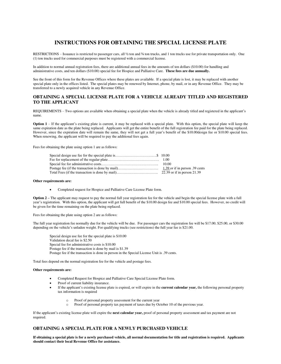 Arkansas Request for Hospice and Palliative Care Special License Plate