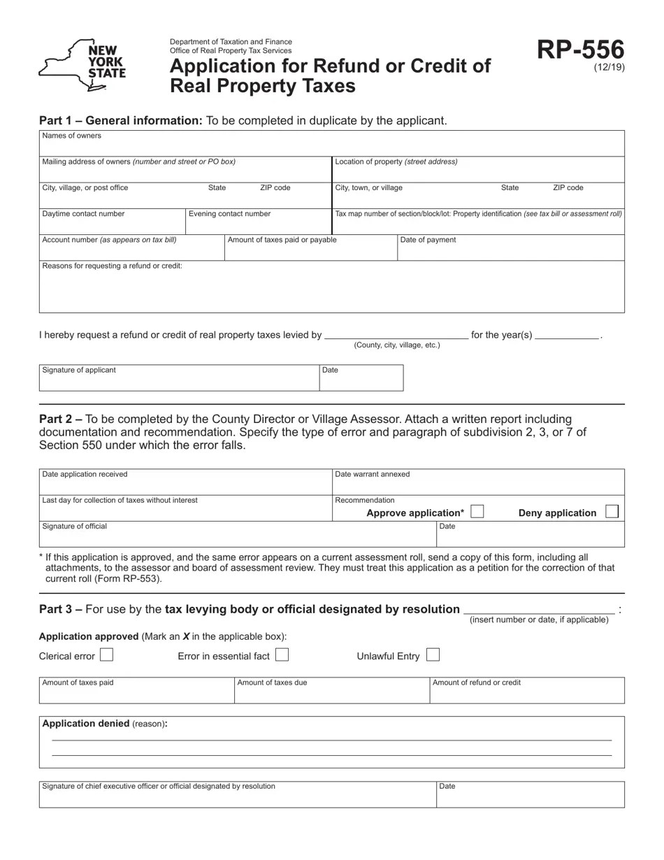 Form RP556 Fill Out, Sign Online and Download Fillable PDF, New York
