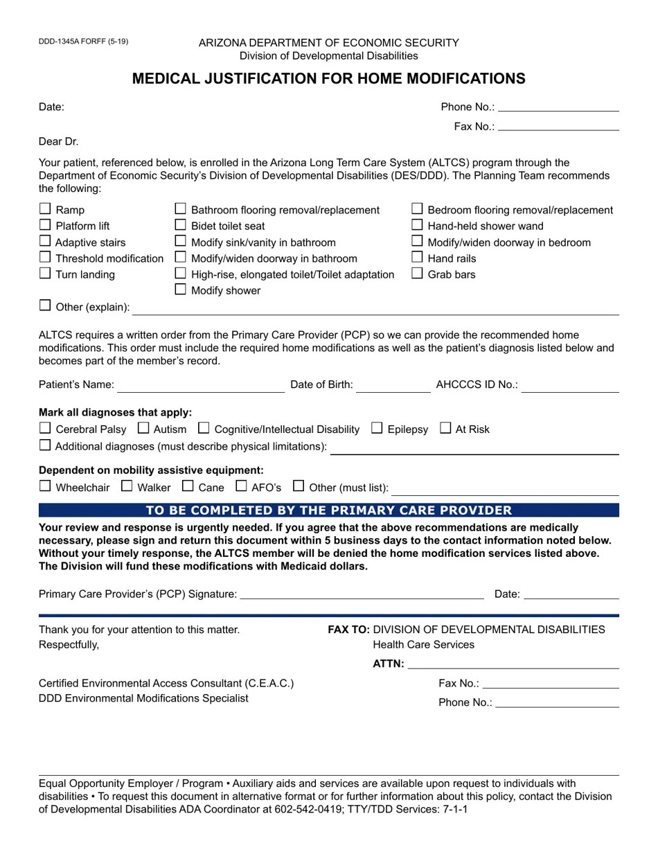 Form DDD1345A Fill Out, Sign Online and Download Fillable PDF