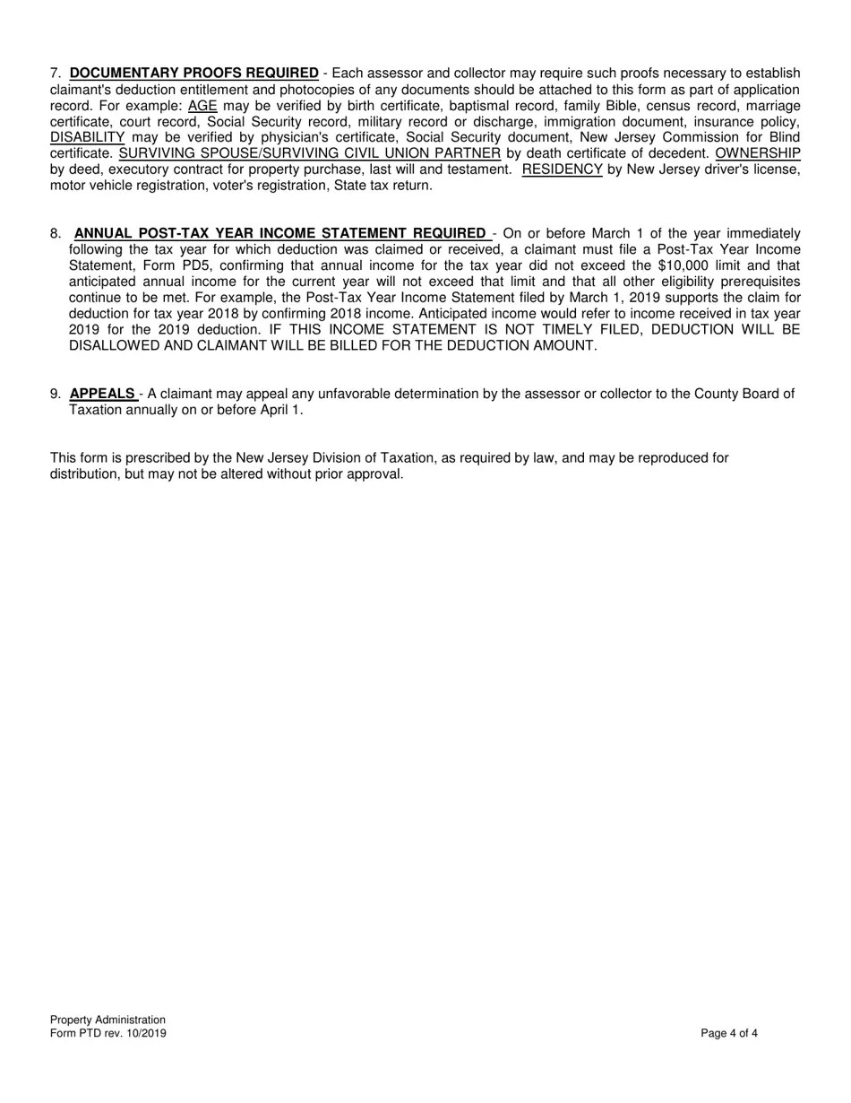 Form PTD Download Fillable PDF or Fill Online Claim for Real Property