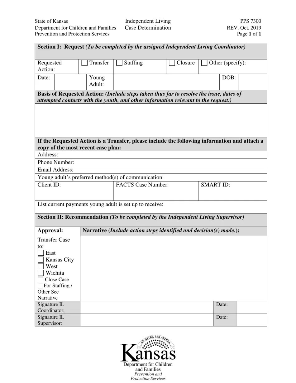 Form PPS7300 Download Printable PDF or Fill Online Independent Living