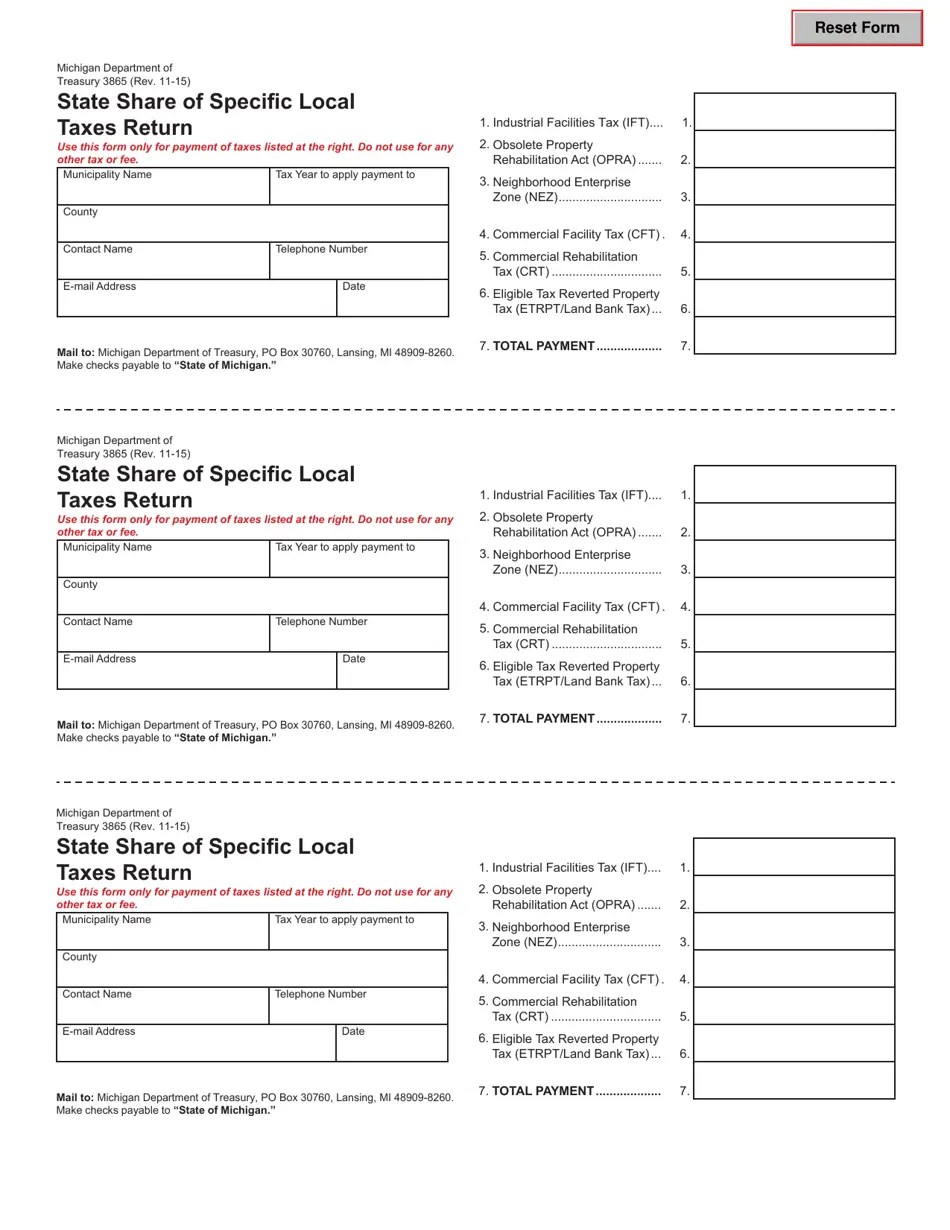 Form 3865 Download Fillable PDF or Fill Online State Share of Specific