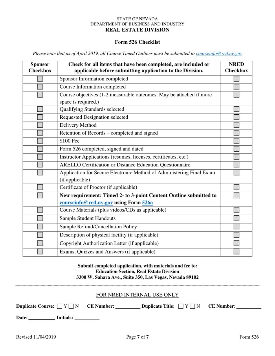 Form 526 Download Fillable PDF or Fill Online Real Estate Continuing