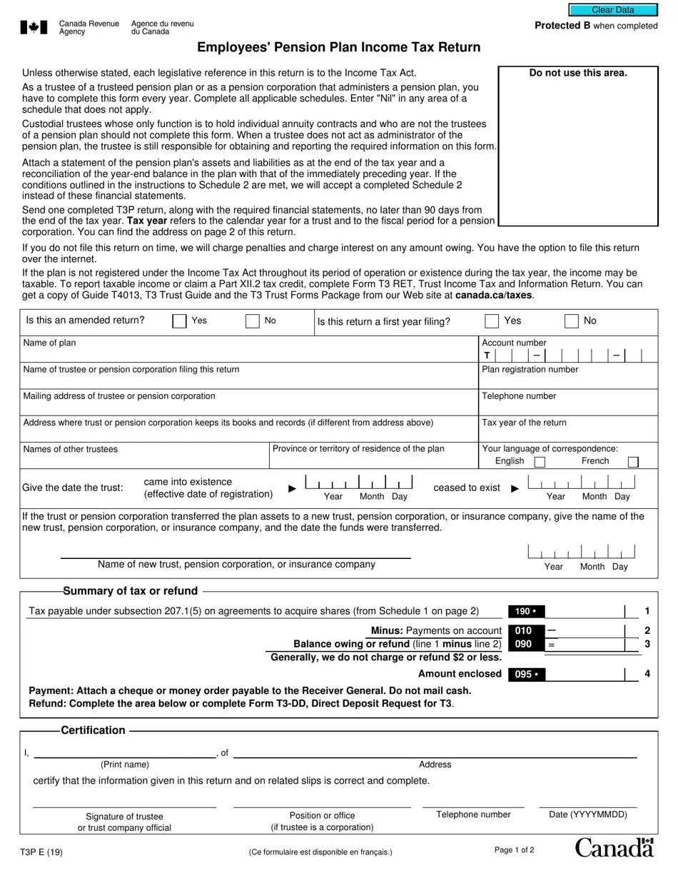 Form T3P Fill Out, Sign Online and Download Fillable PDF, Canada
