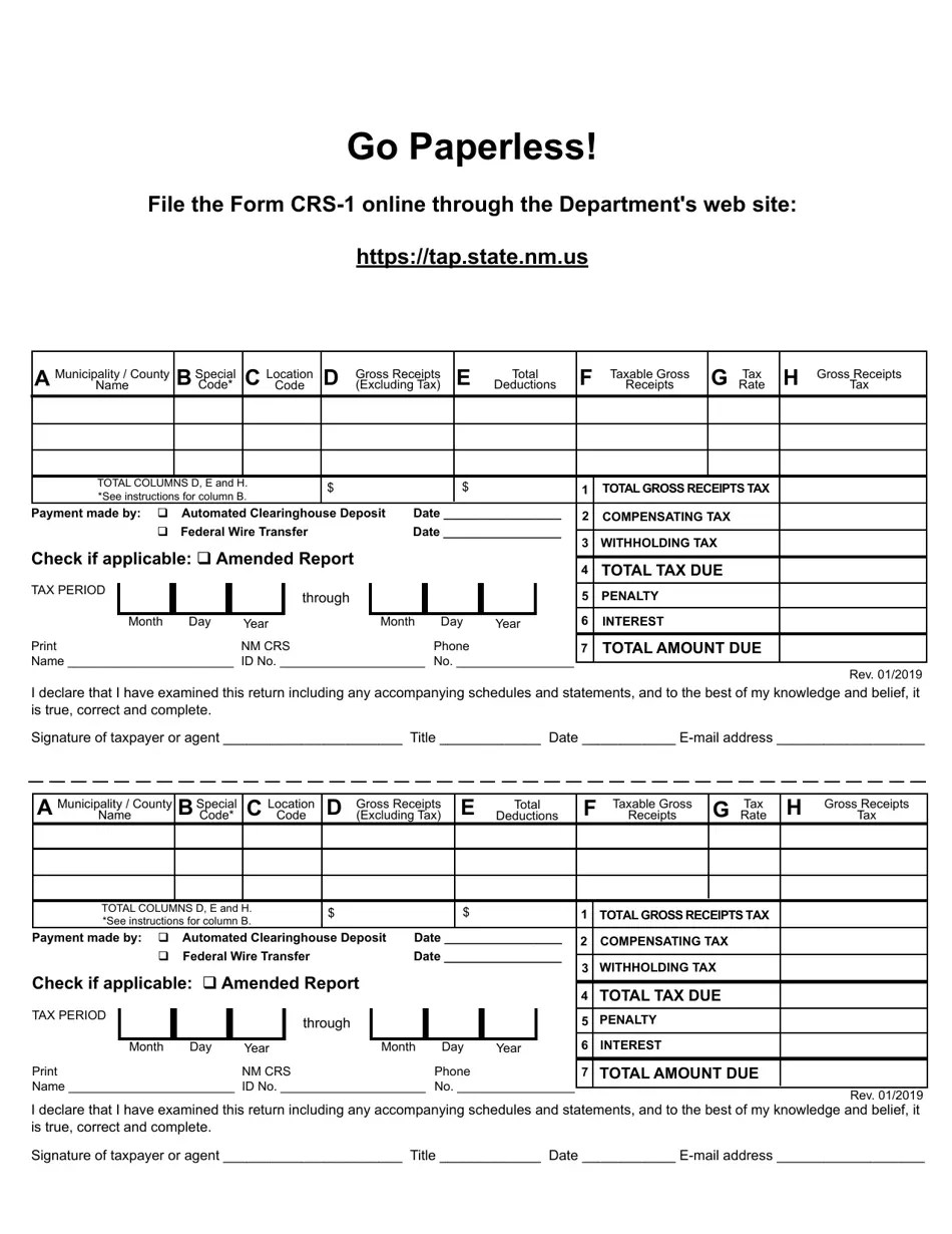 Form CRS1 Fill Out, Sign Online and Download Printable PDF, New