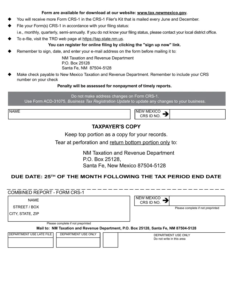 Form CRS1 Fill Out, Sign Online and Download Printable PDF, New