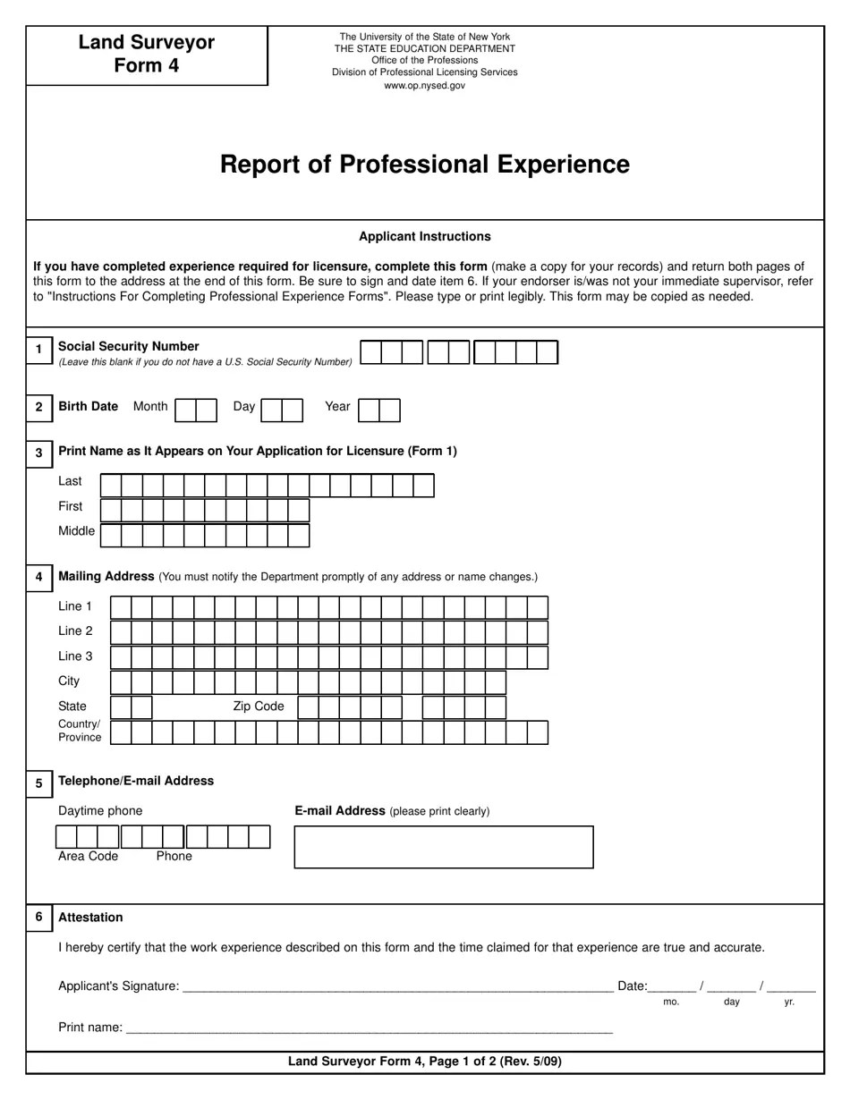 Land Surveyor Form 4 Fill Out, Sign Online and Download Printable PDF, New York Templateroller