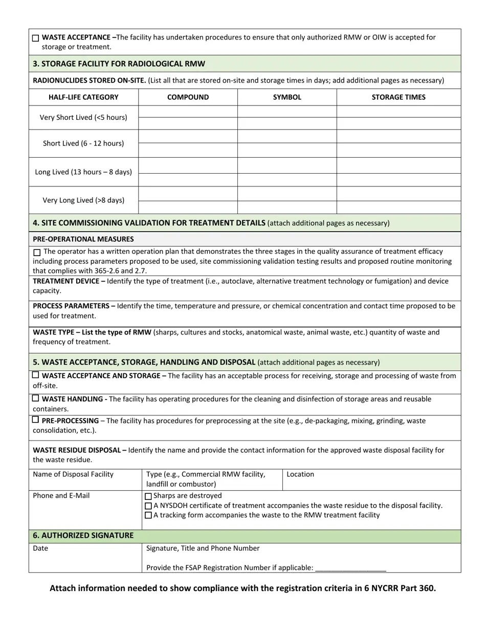 New York Regulated Medical Waste/Other Infectious Waste Addendum Fill