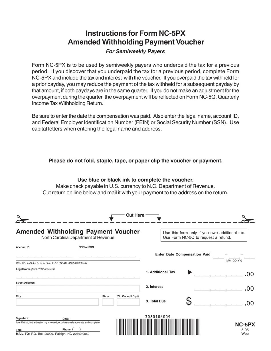 Form NC5PX Fill Out, Sign Online and Download Printable PDF, North Carolina Templateroller