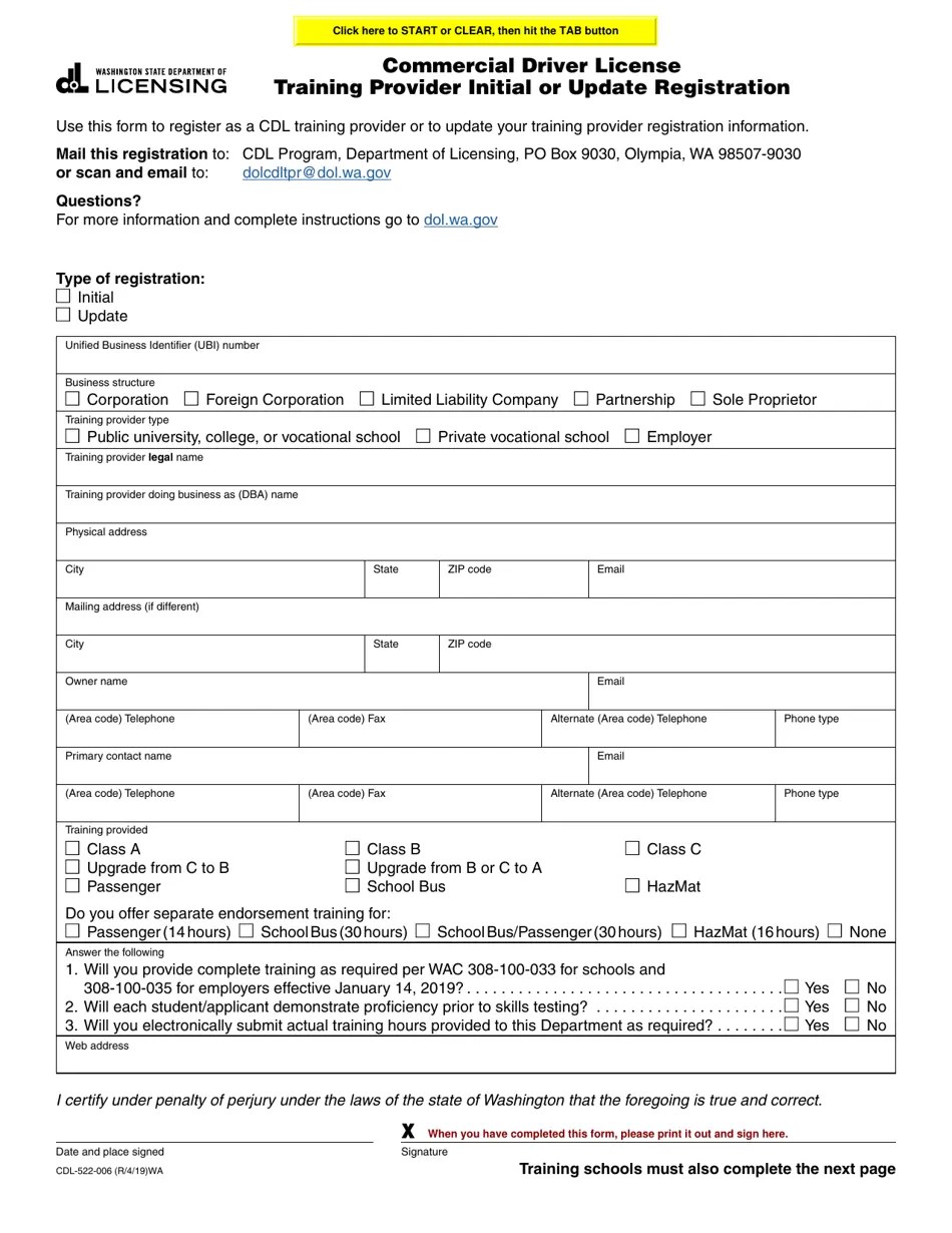 Form CDL522006 Fill Out, Sign Online and Download Fillable PDF