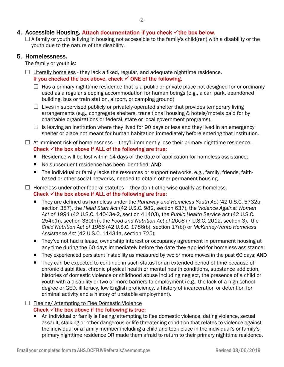Vermont Documentation of Inadequate Housing Fill Out, Sign Online and