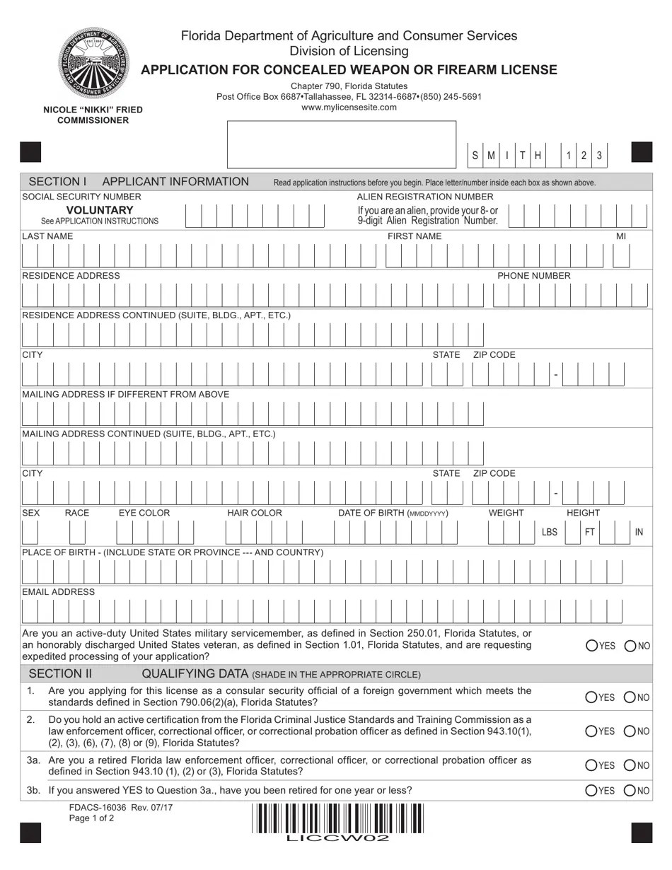 Form FDACS16036 Fill Out, Sign Online and Download Printable PDF