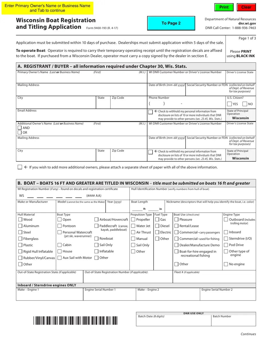 Form 9400193 Fill Out, Sign Online and Download Fillable PDF, Wisconsin Templateroller