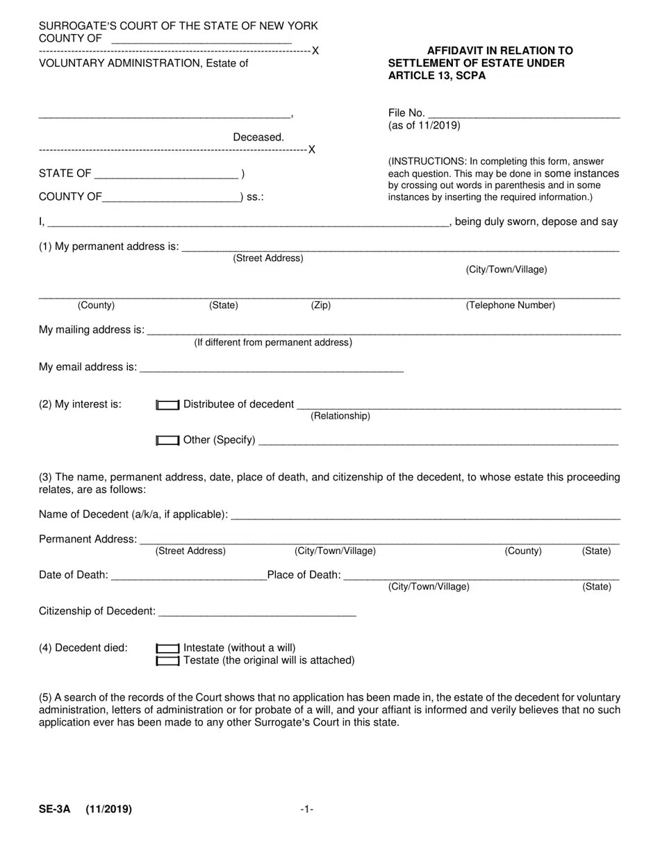 Form SE3A Fill Out, Sign Online and Download Fillable PDF, New York