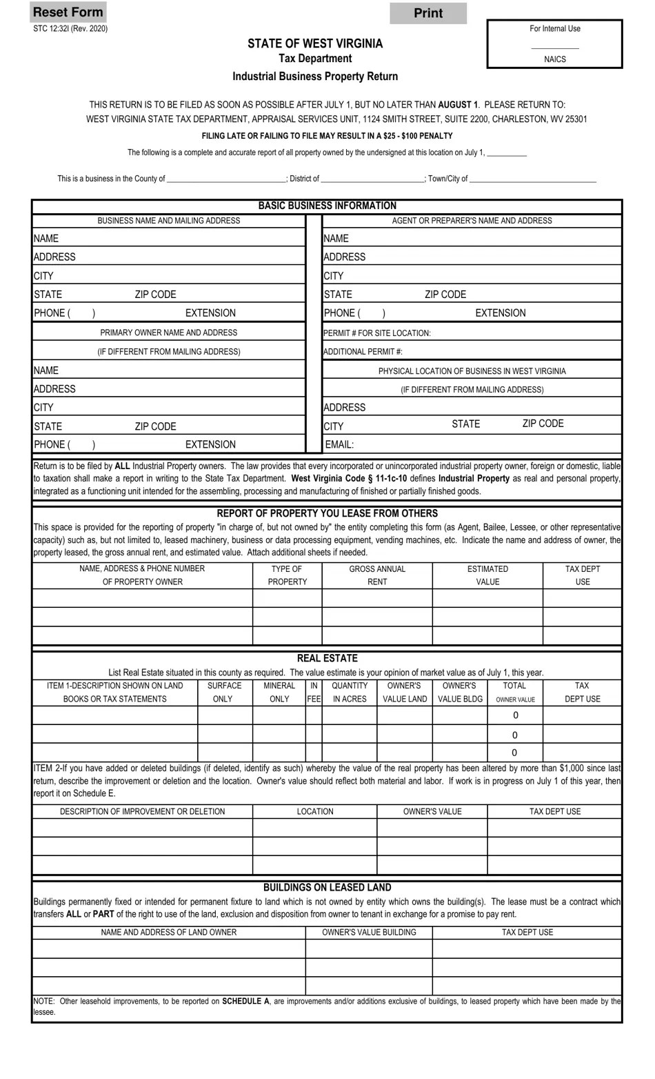 Form STC1232I Download Fillable PDF or Fill Online Industrial Business