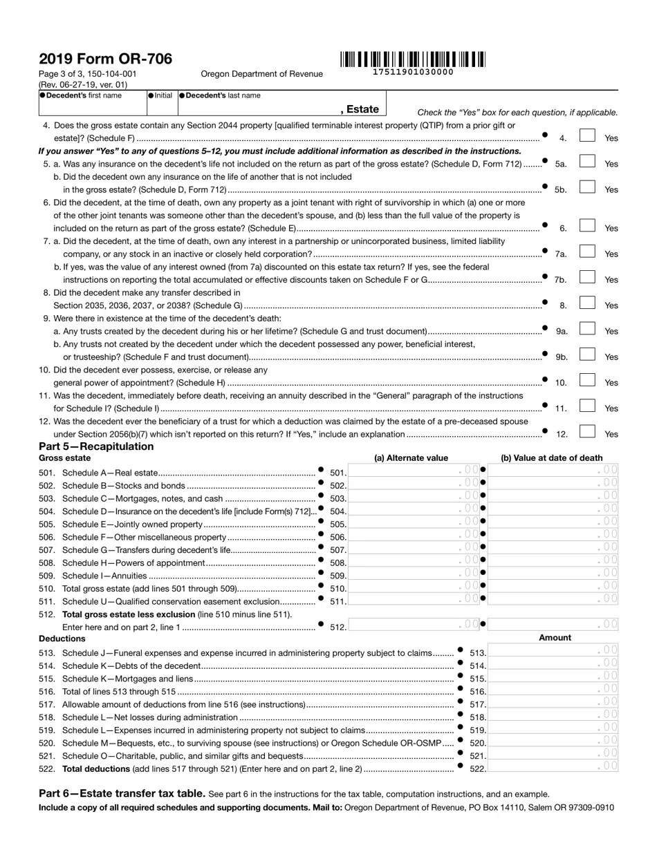 Form OR706 (150104001) Download Fillable PDF or Fill Online Oregon