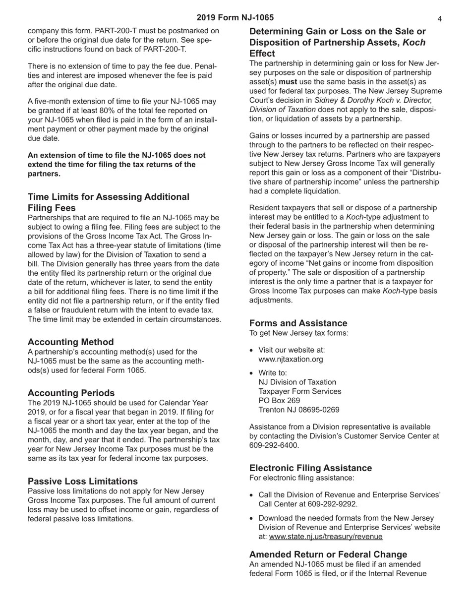 Download Instructions for Form NJ1065 Schedule NJK1 Partner's Share