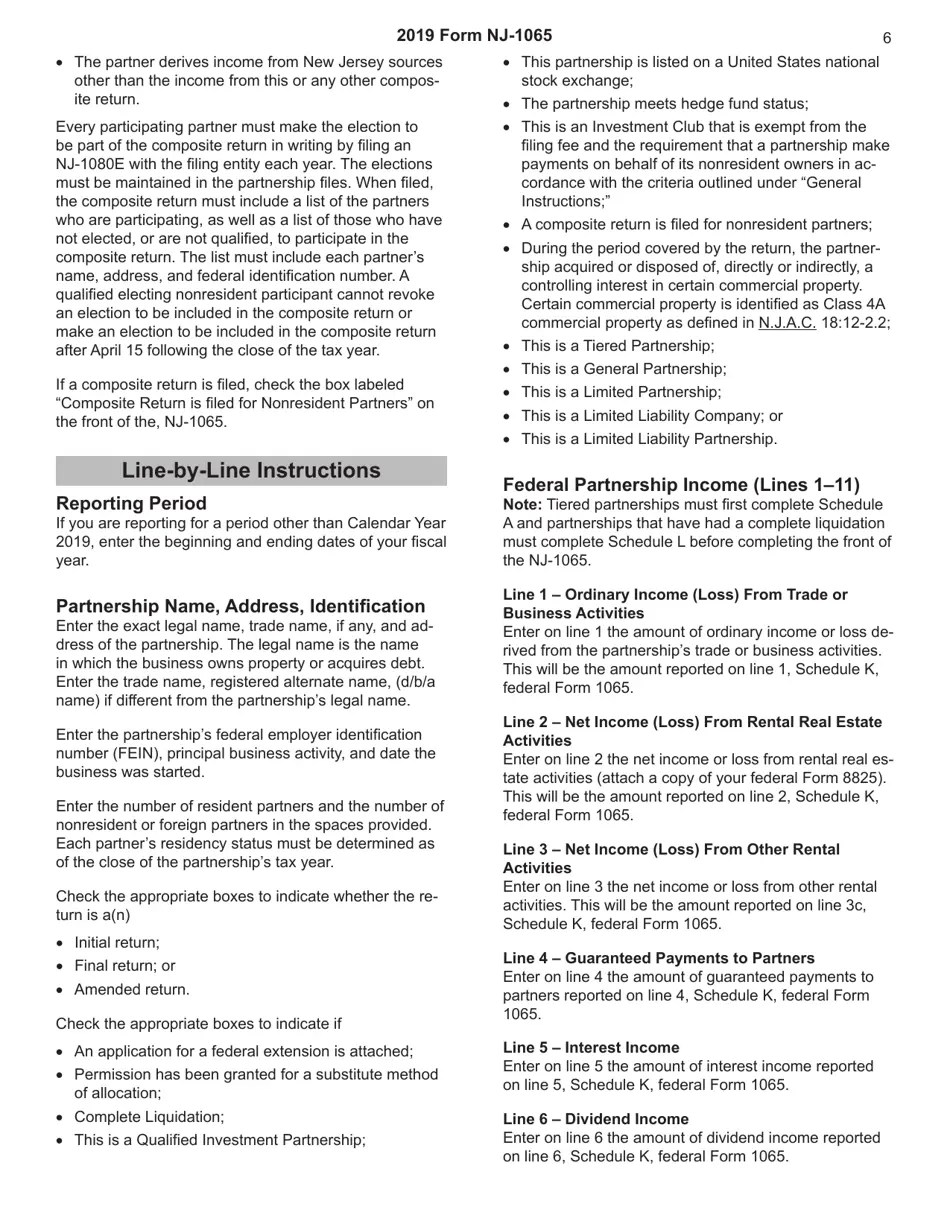 Download Instructions for Form NJ1065 Schedule NJK1 Partner's Share