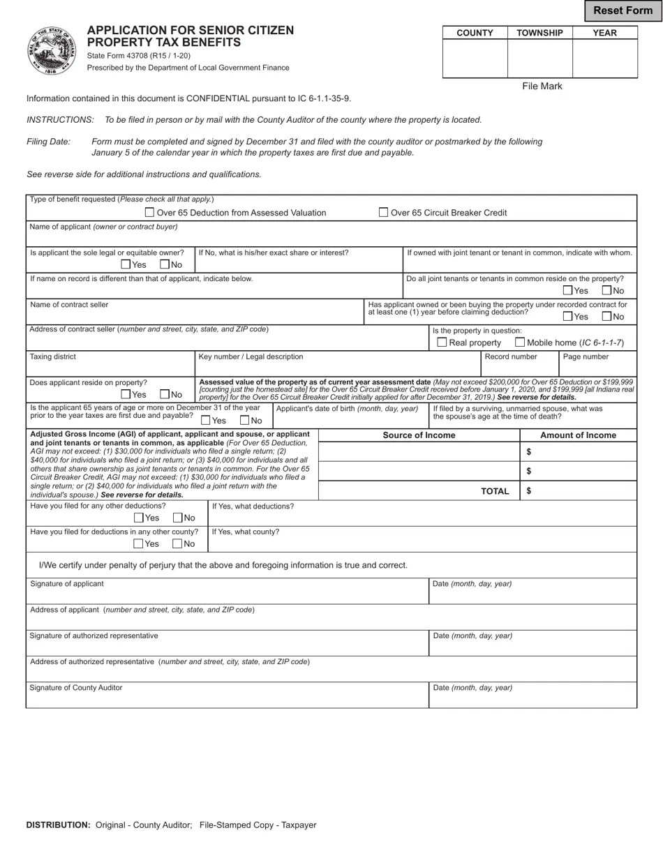 State Form 43708 Fill Out, Sign Online and Download Fillable PDF, Indiana Templateroller