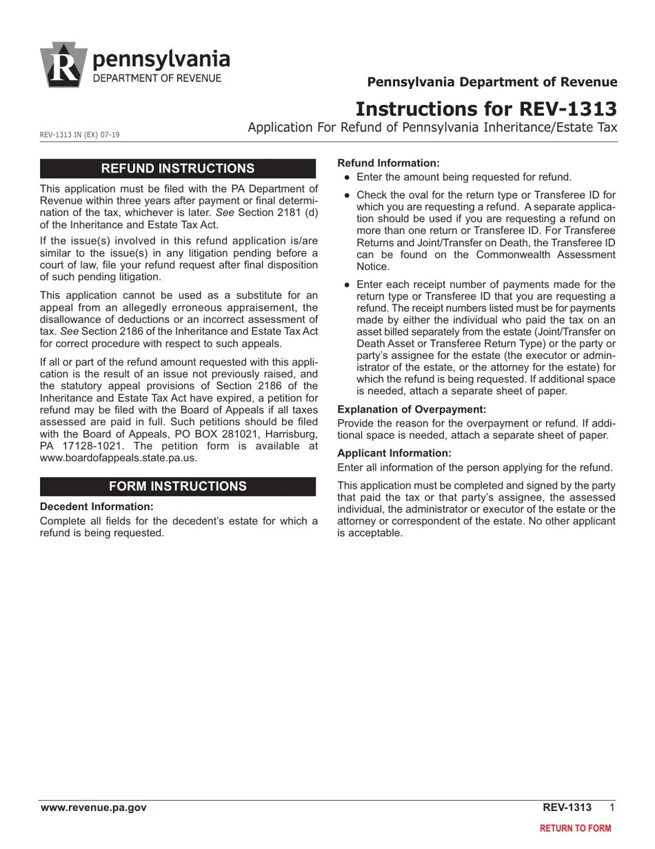 Form REV1313 Download Fillable PDF or Fill Online Application for