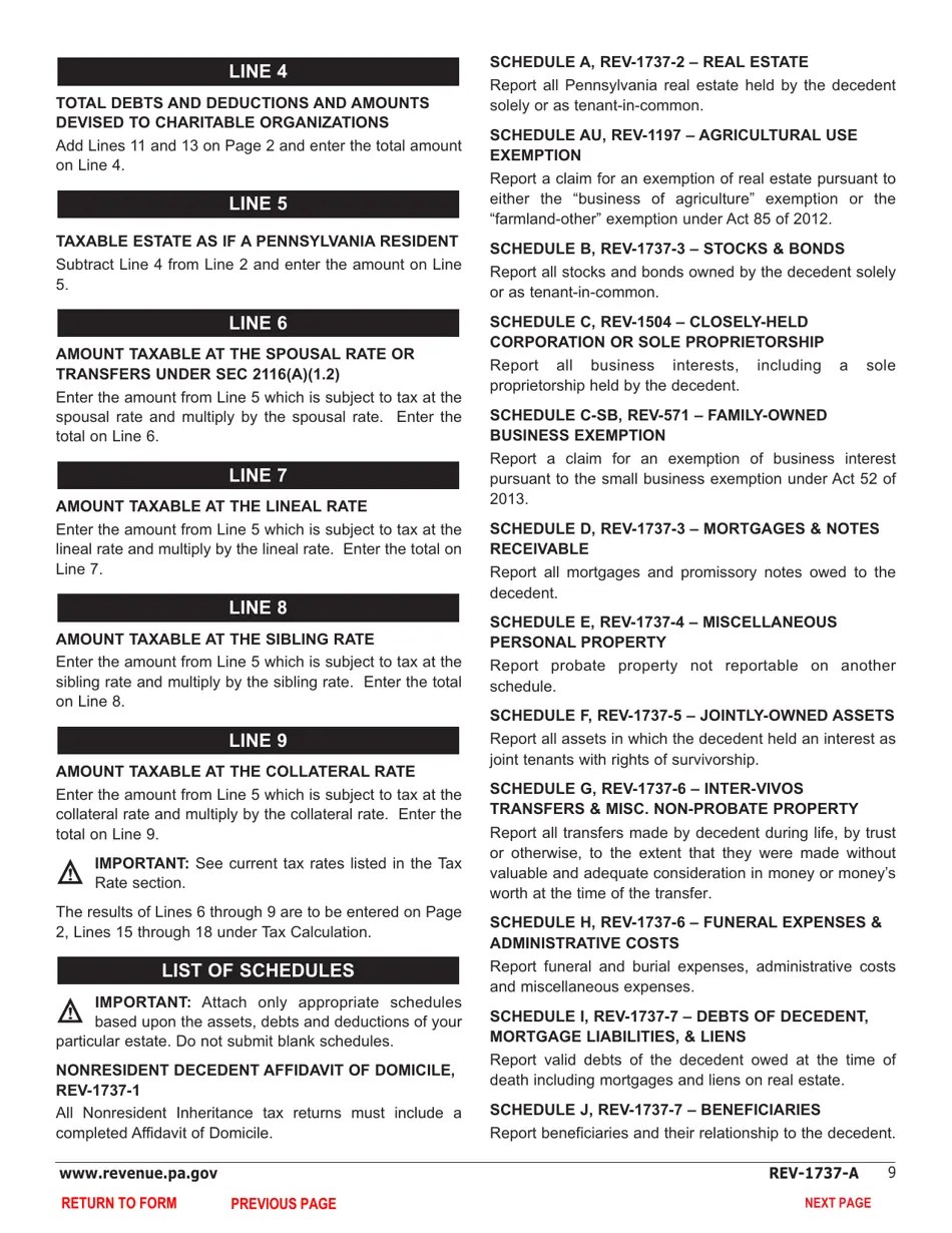 Form REV1737A Download Fillable PDF or Fill Online Inheritance Tax