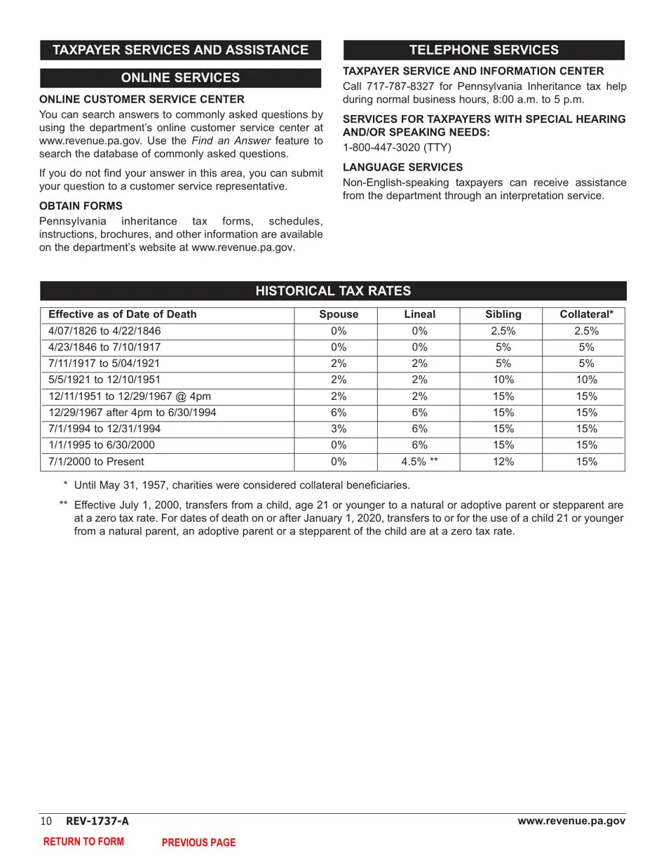 Form REV1737A Download Fillable PDF or Fill Online Inheritance Tax