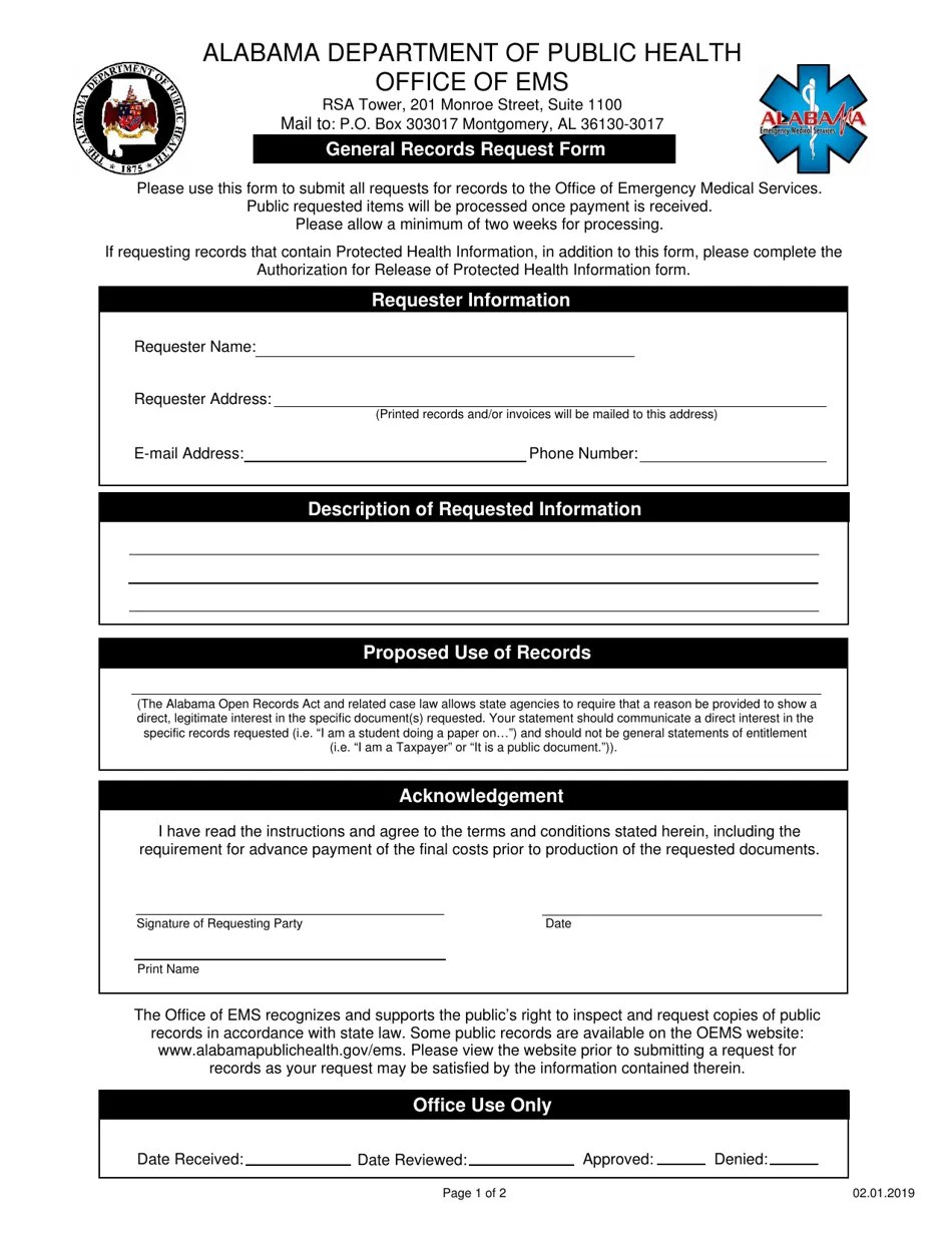 Alabama General Records Request Form Fill Out, Sign Online and