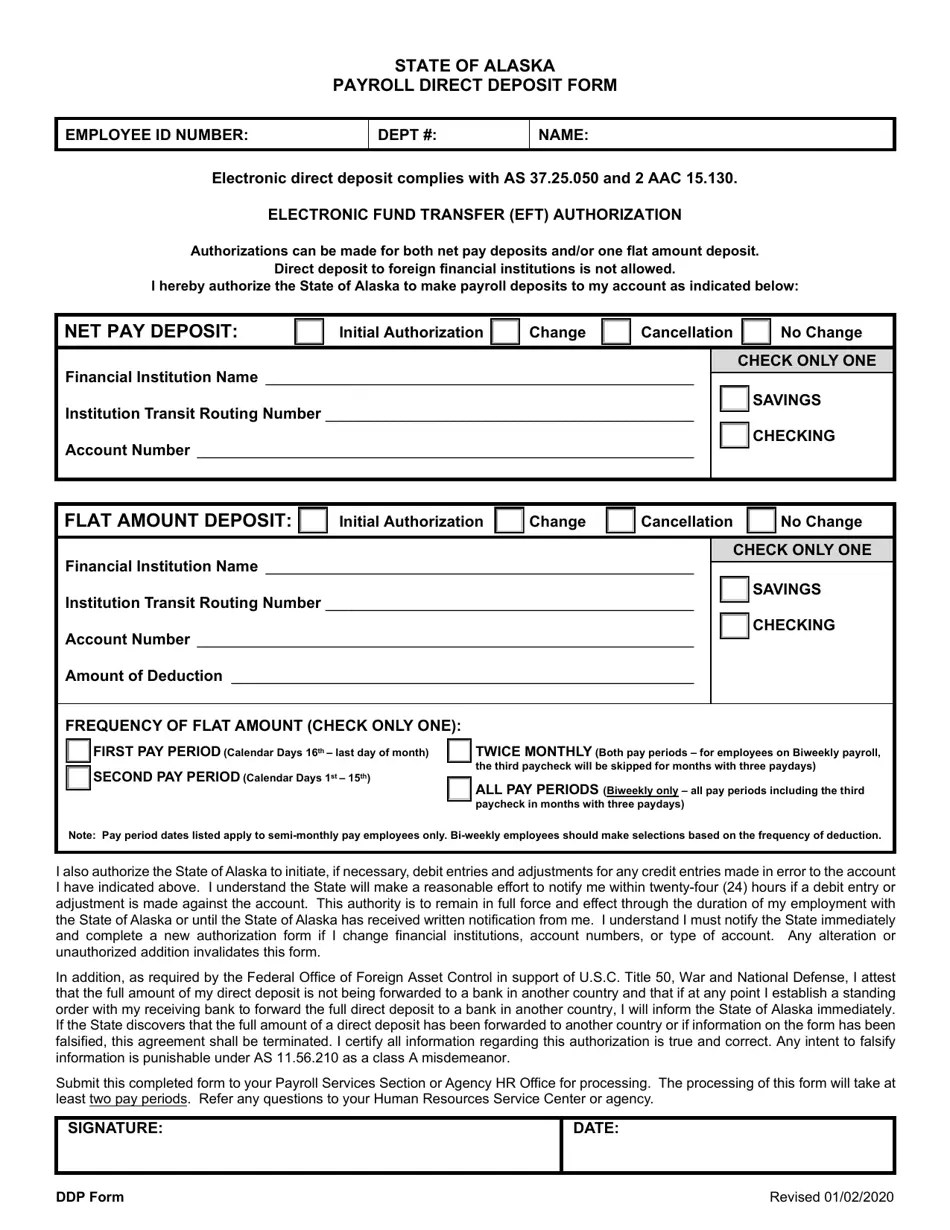 Alaska Payroll Direct Deposit Form Fill Out, Sign Online and Download