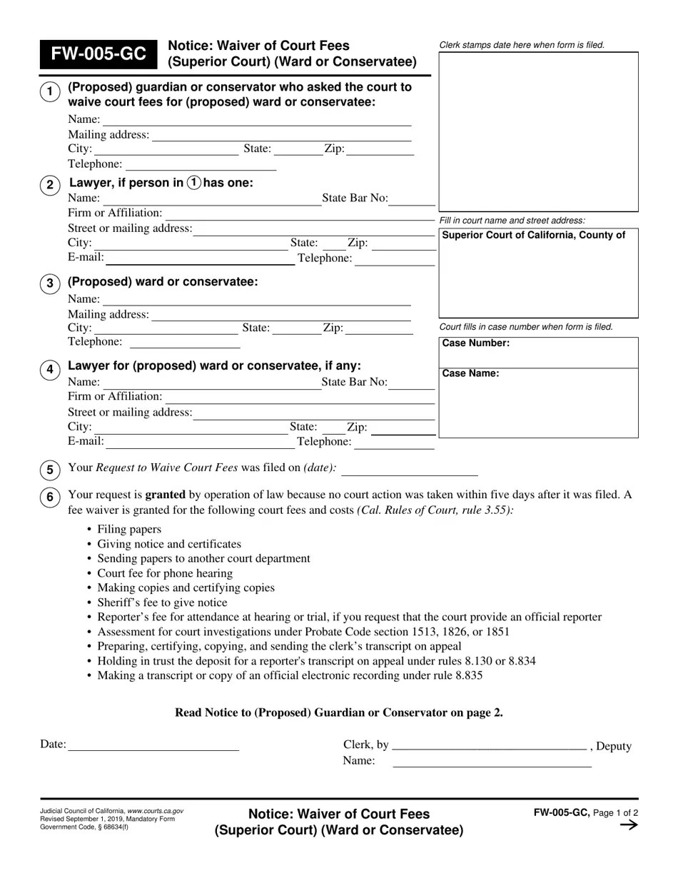 Form FW005GC Download Fillable PDF or Fill Online Notice Waiver of