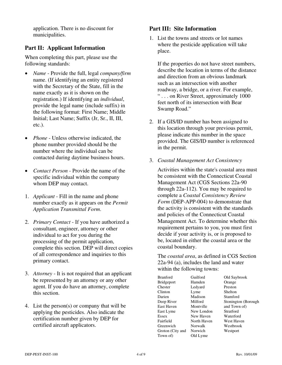 Download Instructions for Form DEEPPESTAPP100 Permit Application for