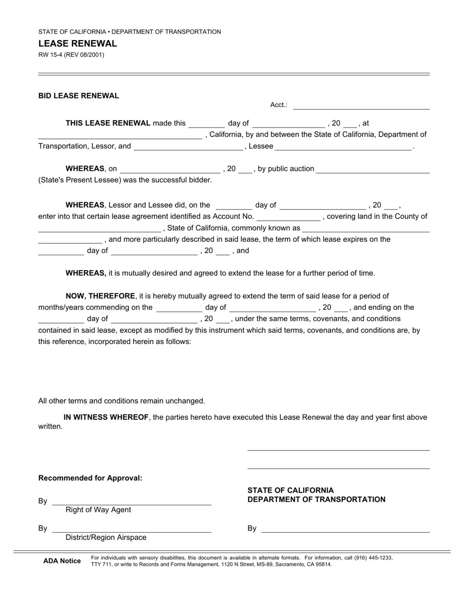 Form RW154 Fill Out, Sign Online and Download Fillable PDF