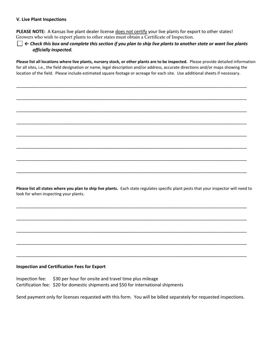 Kansas Kansas Live Plant Dealer License Application Fill Out, Sign