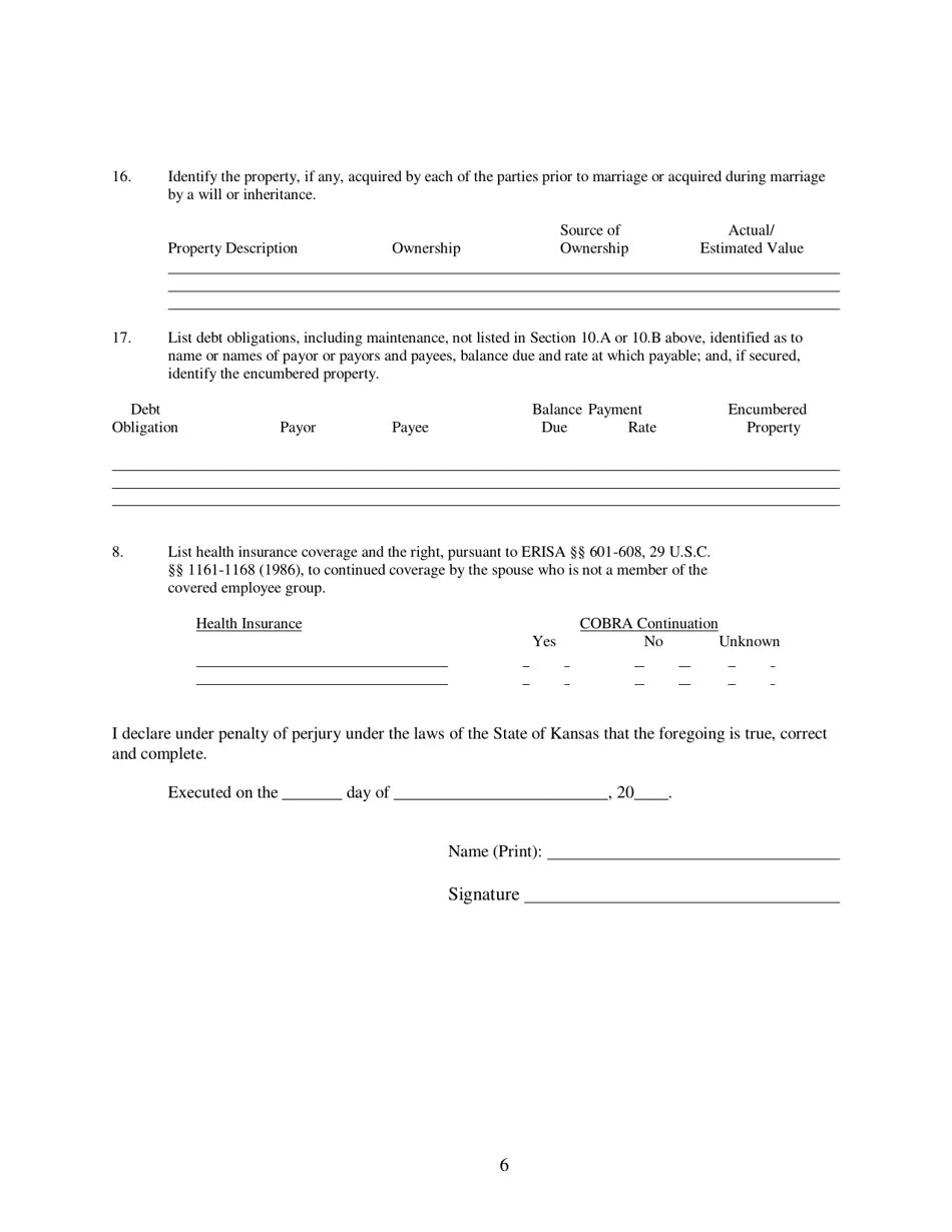 Kansas Domestic Relations Affidavit Fill Out, Sign Online and