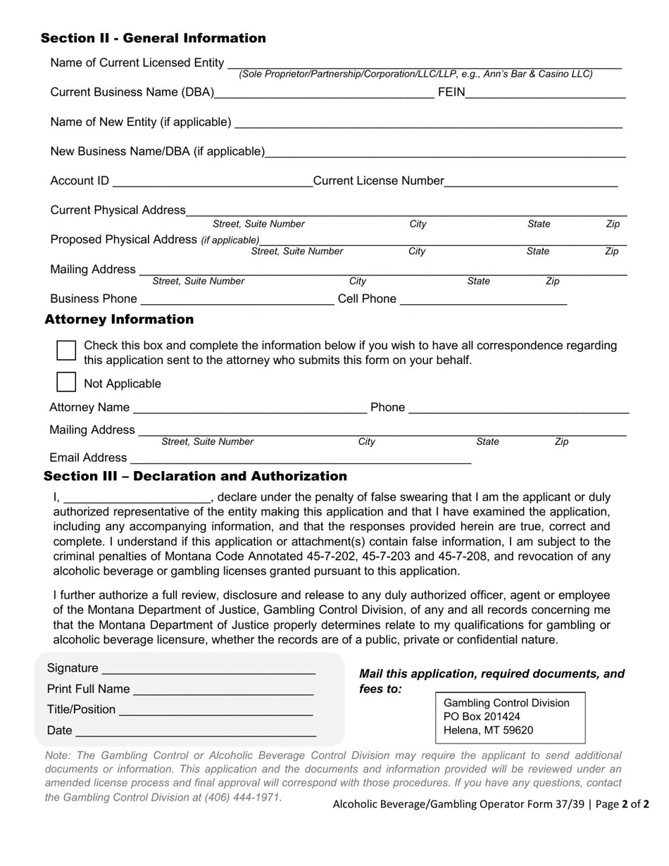 Form 37/39 Fill Out, Sign Online and Download Fillable PDF, Montana