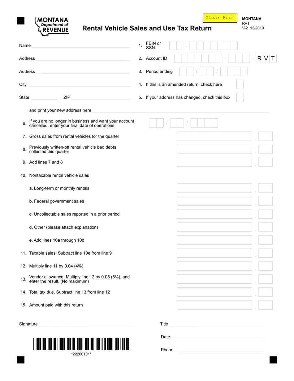 Form RVT Download Fillable PDF or Fill Online Rental Vehicle Sales and