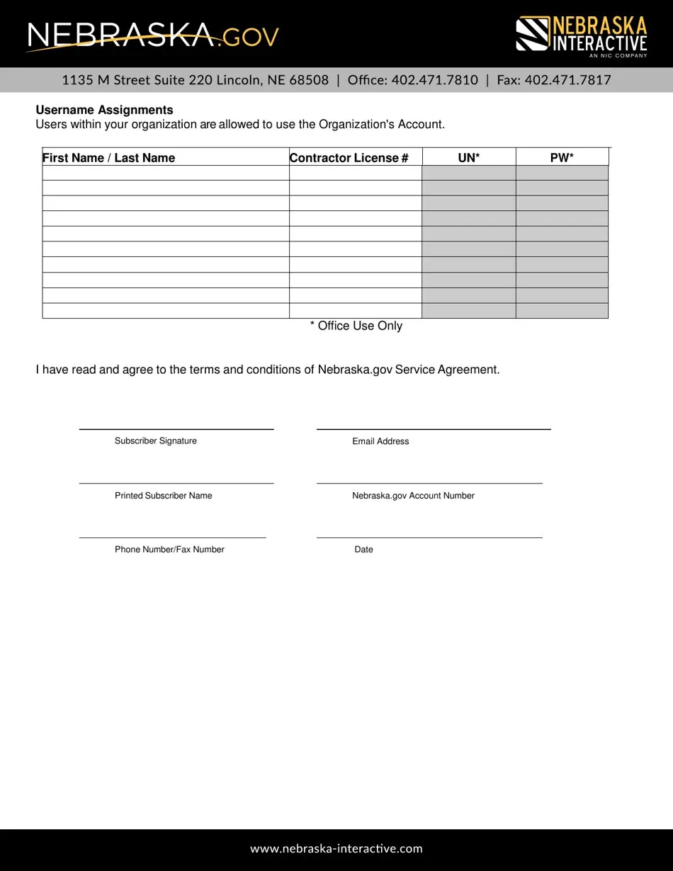 Nebraska Water Well Service Agreement Fill Out, Sign Online and
