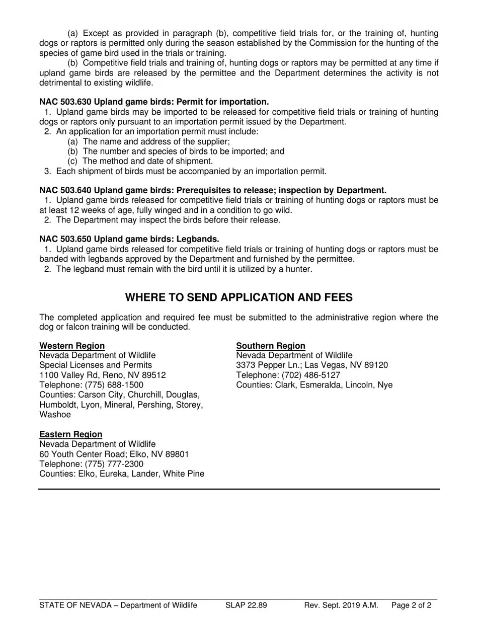 Download Instructions for Dog/Falcon Training Permit Application PDF