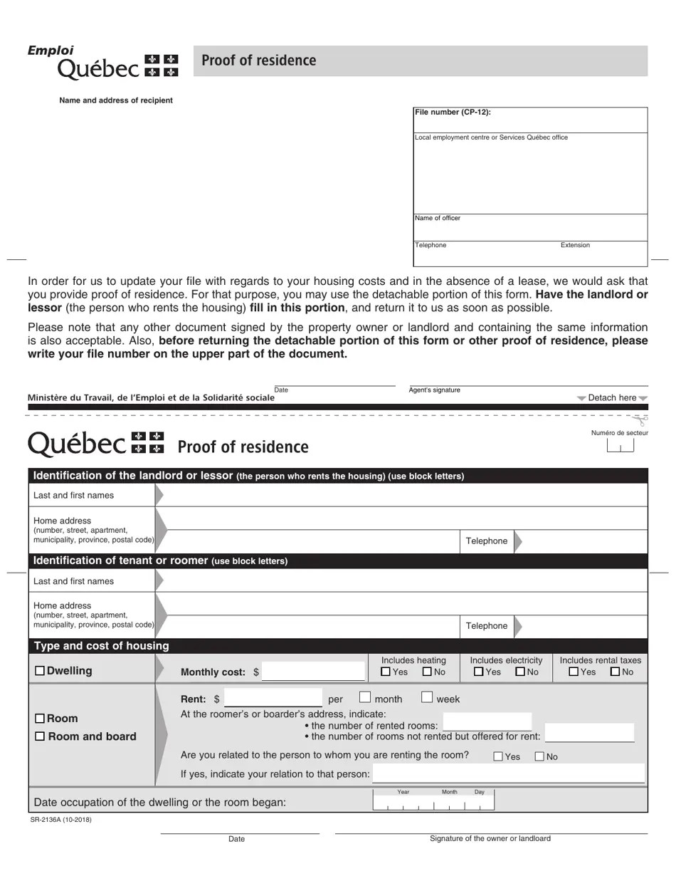 Form SR2136A Fill Out, Sign Online and Download Fillable PDF, Quebec