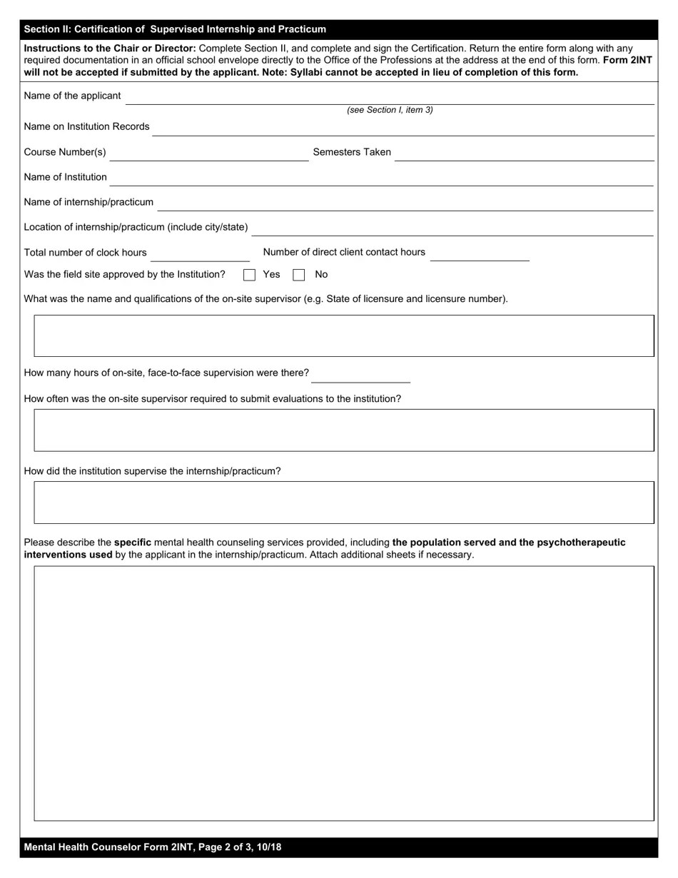 Mental Health Counselor Form 2INT Fill Out, Sign Online and Download