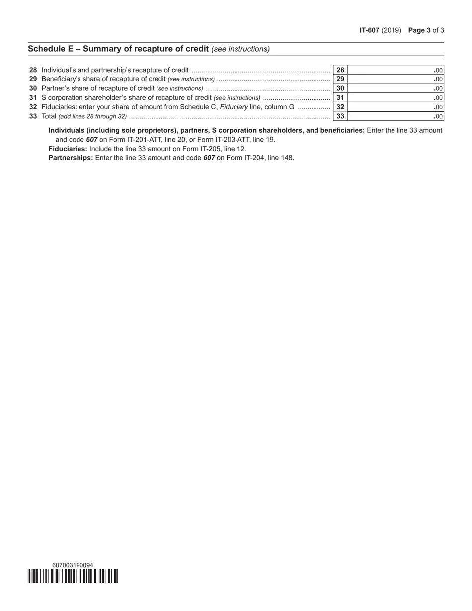 Form IT607 2019 Fill Out, Sign Online and Download Fillable PDF
