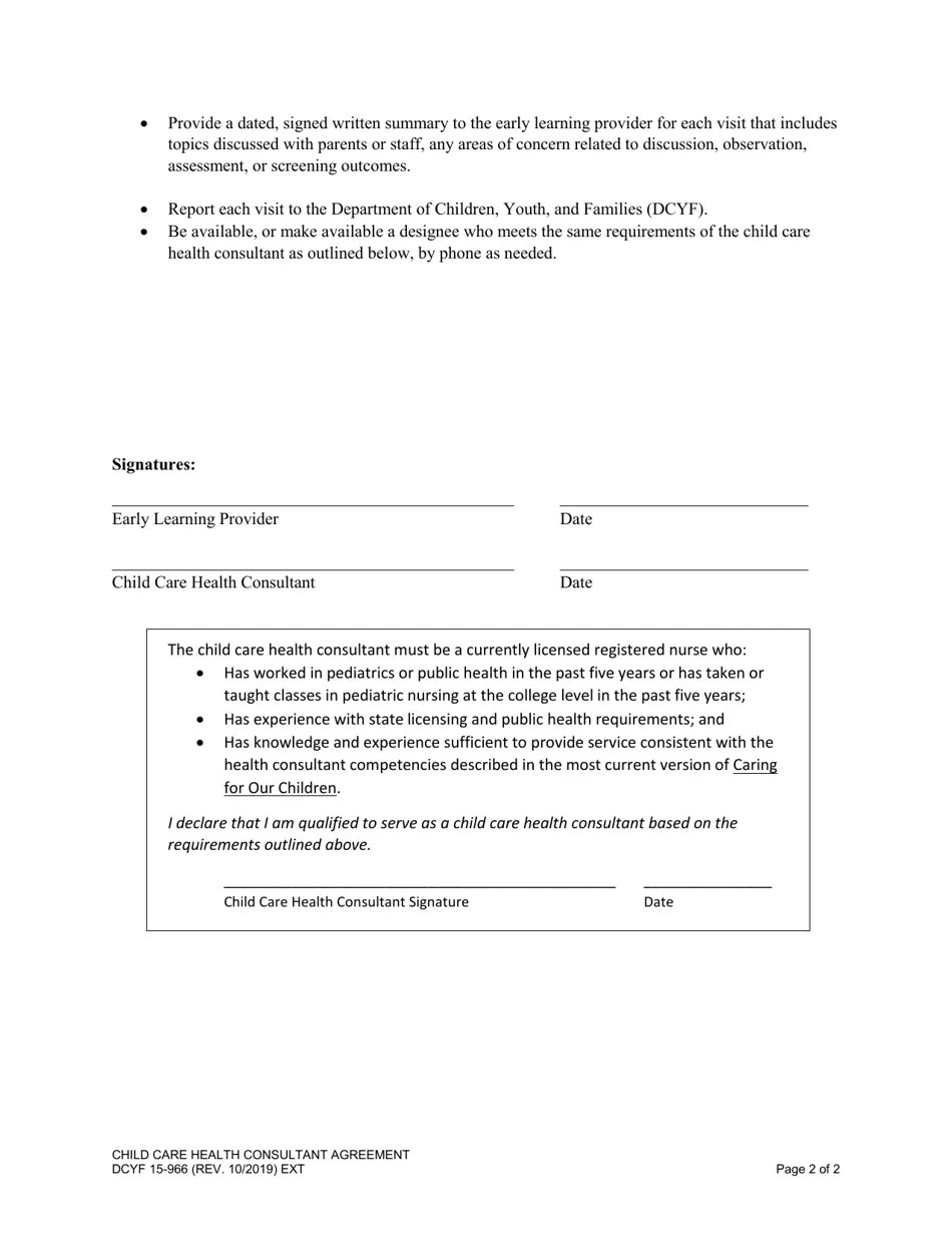 DCYF Form 15966 Download Fillable PDF or Fill Online Child Care Health