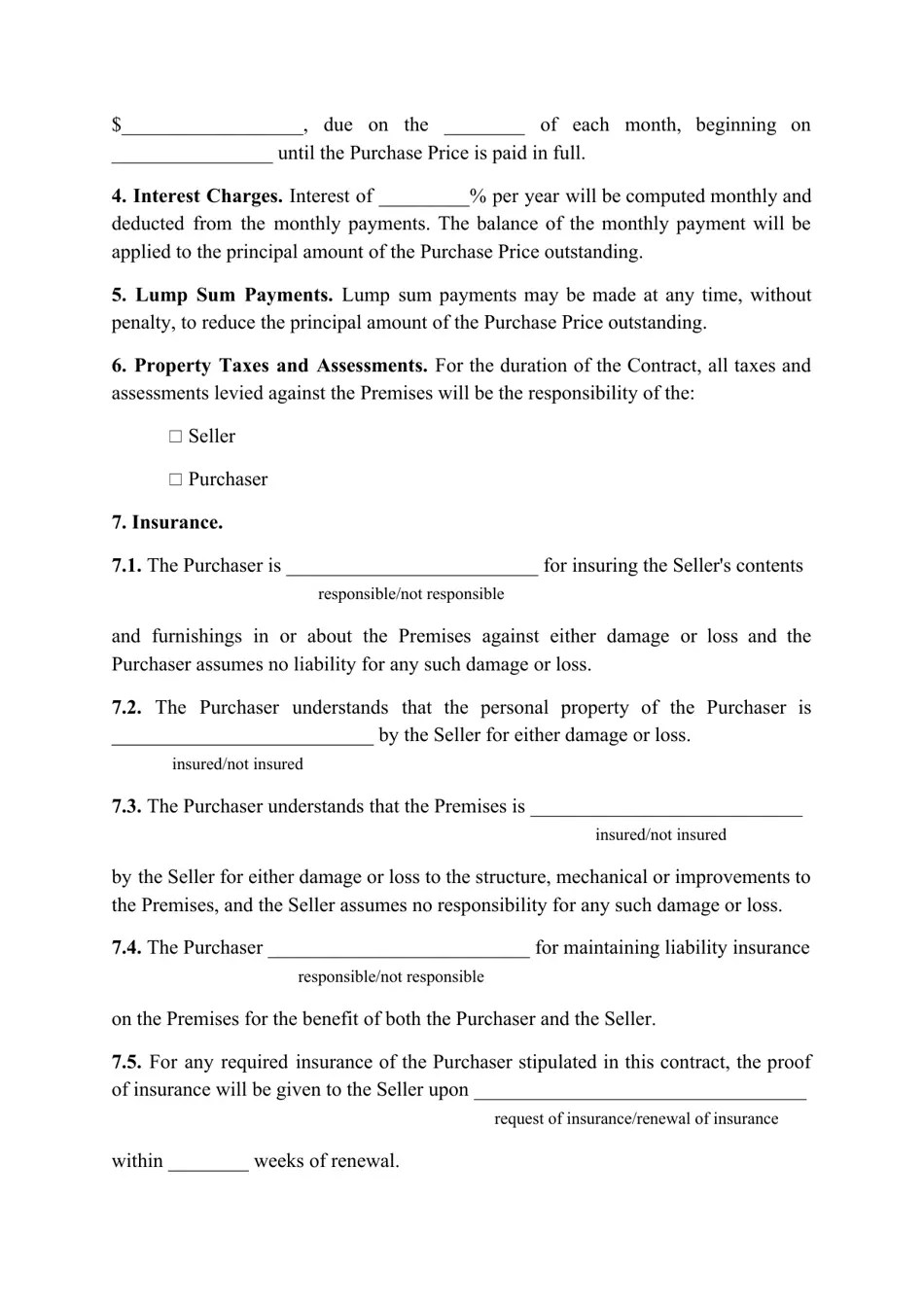 South Carolina Contract for Deed (Land Contract) Fill Out, Sign