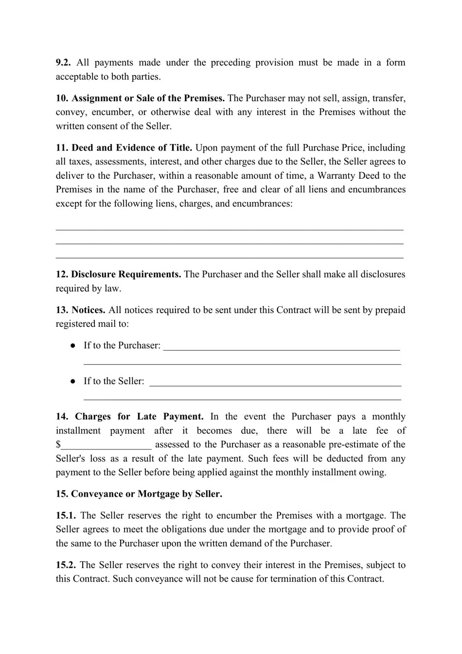 South Carolina Contract for Deed (Land Contract) Fill Out, Sign