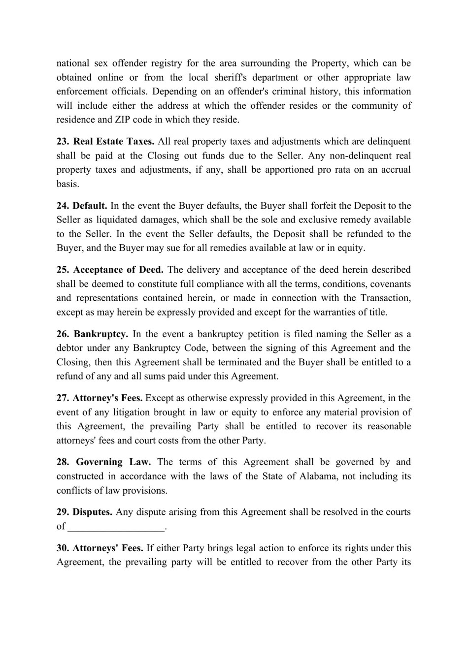 Alabama Real Estate Purchase Agreement Template Fill Out, Sign Online and Download PDF